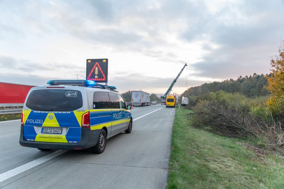 Hier fuhr der Laster aus noch unbekannter Ursache auf den Grünstreifen, riss dabei mehrere Sträucher um.