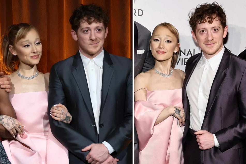 Ariana Grande (l.) and her boyfriend/co-star Ethan Slater (r.) looked like they were on Honeymoon Avenue at the National Board of Review Awards Gala in New York City on Tuesday.