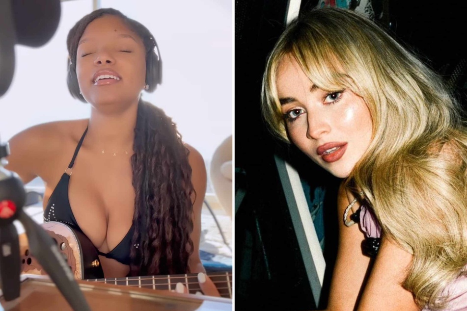 Sabrina Carpenter (r.) appears to be a big fan of Halle Bailey's (l.) gorgeous cover of her hit single Please Please Please!