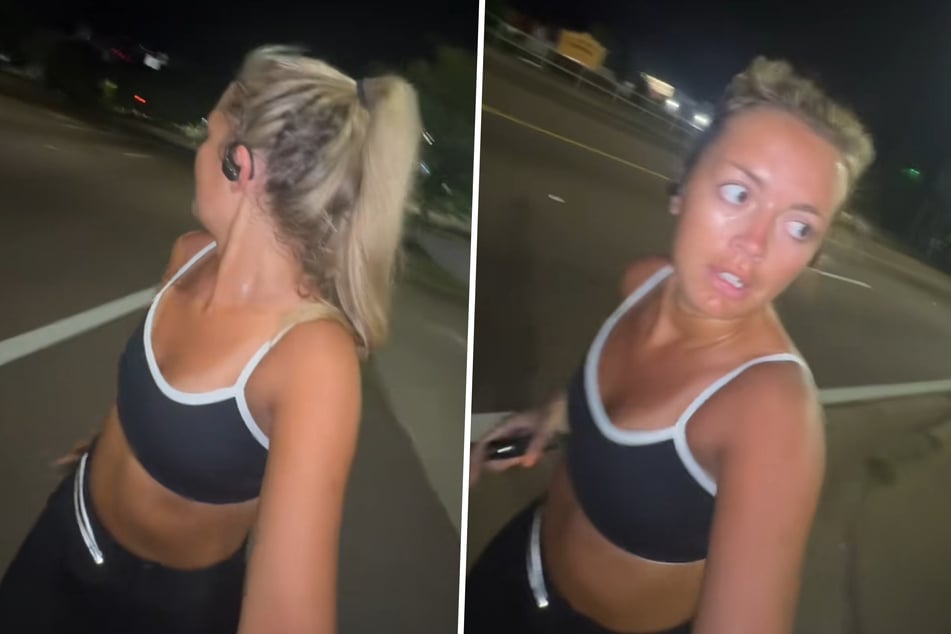 Ein Blick hinter sich, ist die Joggingrunde nicht mehr zu retten. Rachel hat mächtig Angst in den Augen.