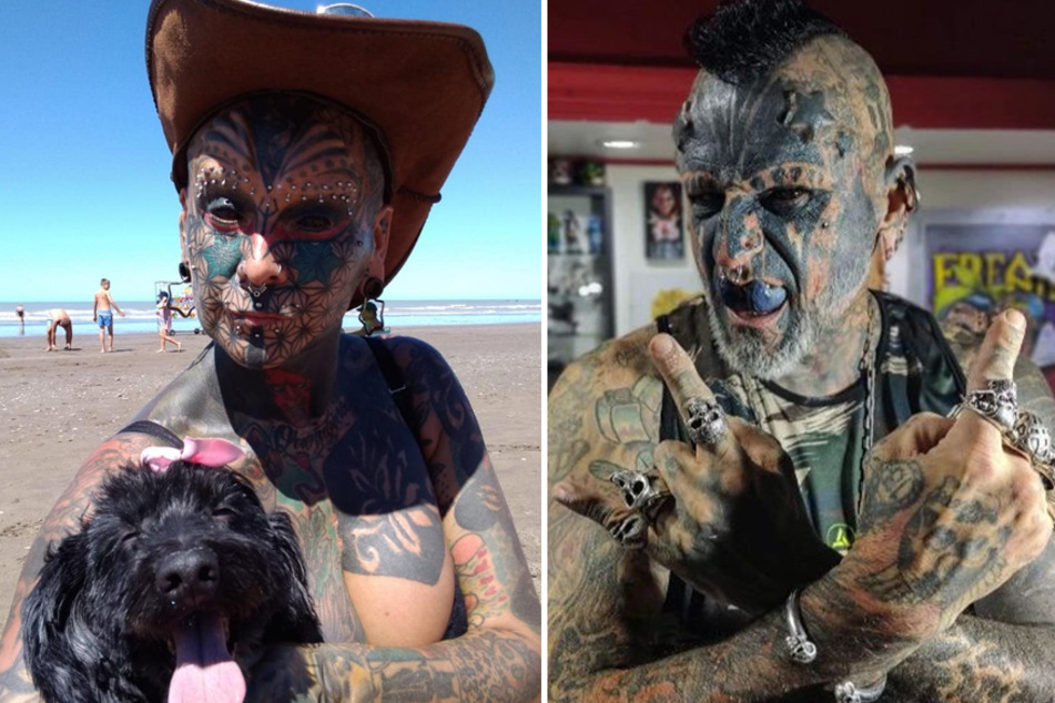 Victor (r) and Gabby Peralta have landed themselves a new nickname due to their growing tattoo and body modification collection: the "cherubs of hell."