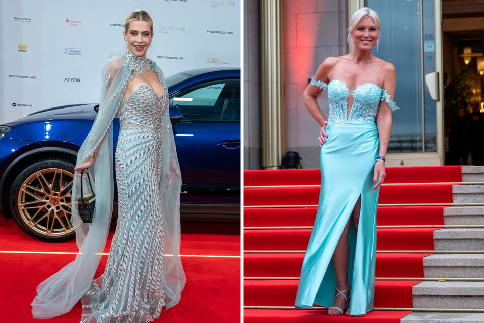 Verena Kerth (45, l.) kam mit Couture aus München, Moderatorin Kamilla Senjo (51, r.) trug ein langes Kleid mit hohem Beinschlitz.