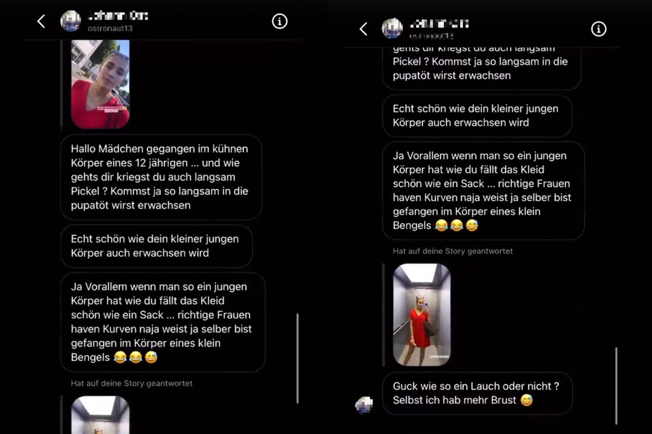 Die Montage zeigt Screenshots zweier Instagram-Storys von Greta Engelfried (21) vom Donnerstag.