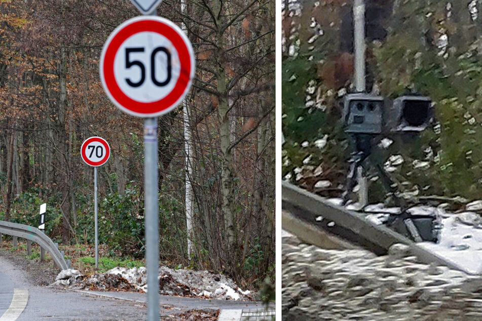 Sachsen: Wurde hier das Tempo-Schild fürs Blitzen abmontiert?