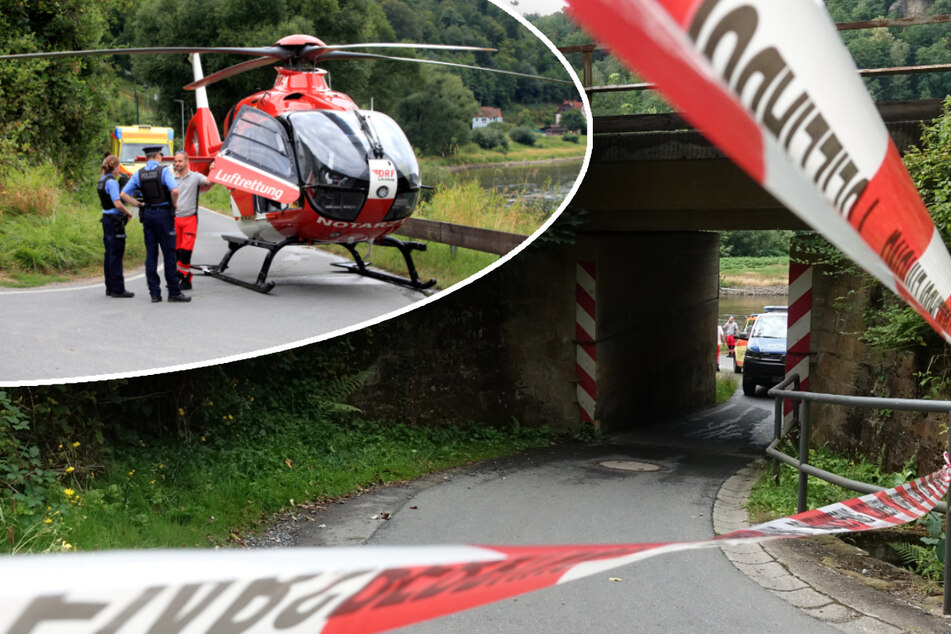 Rentner (76) stürzt mit E-Bike: Rettungs-Hubschrauber landet auf Elberadweg
