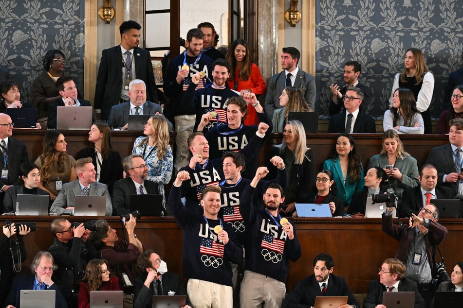 The majority of the US Olympic men's hockey team attend Trump's State of the Union address on Tuesday.