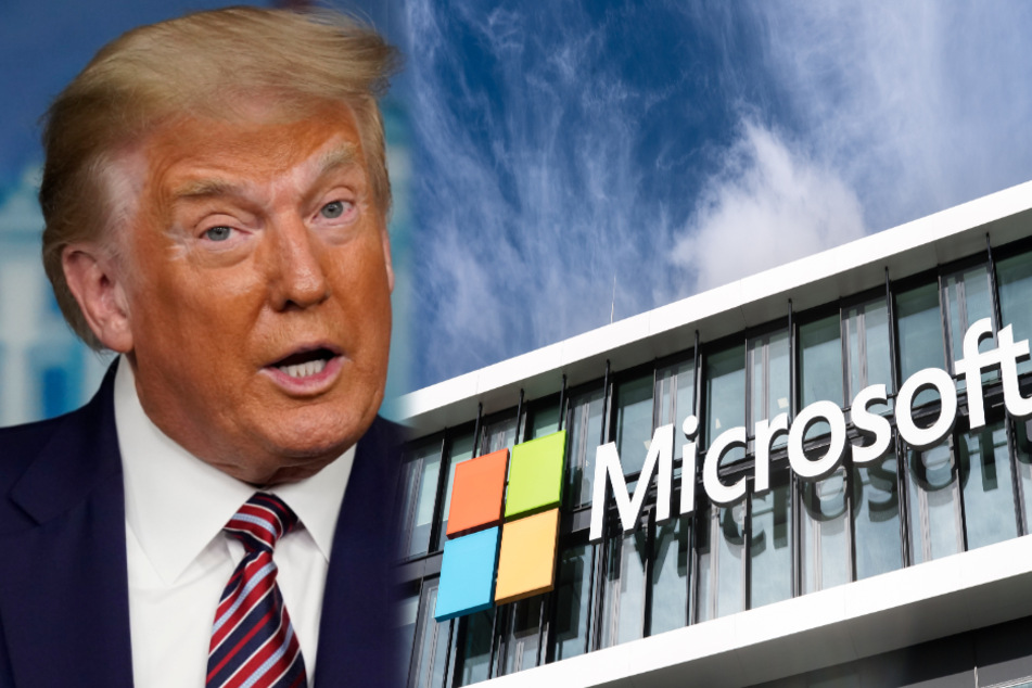Elternvertreter und Lehrer halten es für möglich, dass US-Präsident Donald Trump (74) unter anderem Cloud-Dienste von Microsoft an deutschen Schulen einschränken könnte. (Fotomontage)