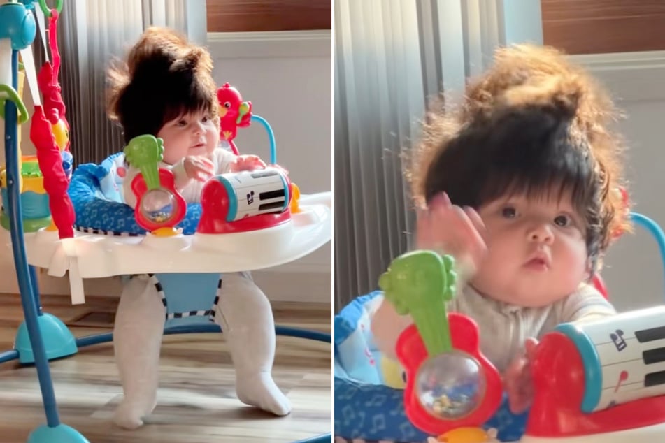 ¡Qué corte de pelo tan atrevido! A los cinco meses, Noah parece casi como si llevara una peluca.