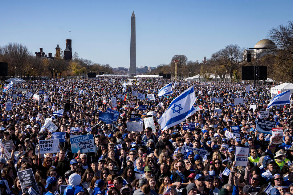 Thousands of people attended the March for Israel on the National Mall in Washington DC on Tuesday, as the Israel-Gaza war enters its sixth week following the October 7 terrorist attacks by Hamas.
