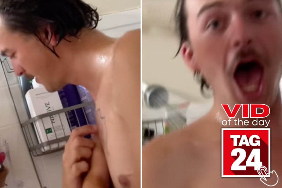 Today's Viral Video of the Day features a girl who scared her boyfriend while he was taking a shower!