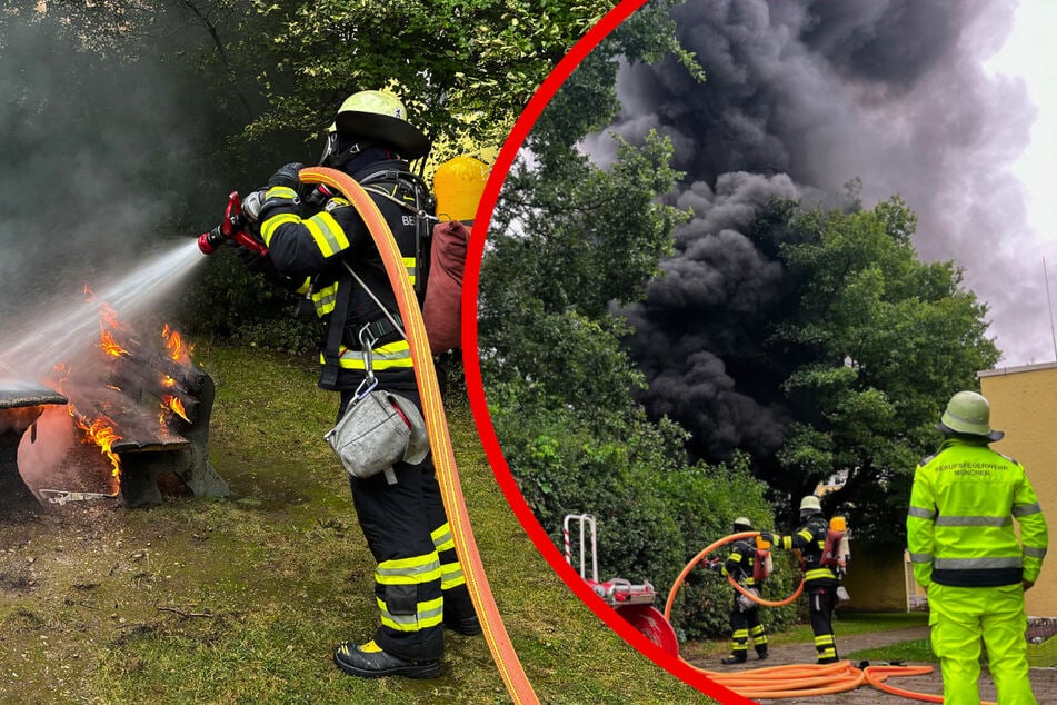 München: Schwarze Rauchsäule über Grundschule in München