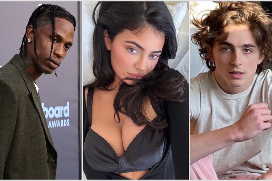 Is Kylie Jenner (c) torn between Timothée Chalamet (r) and Travis Scott?