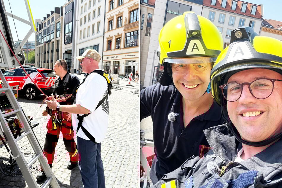 Maik Zeuge (r.) ist die Freude über die Eierschecke in großer Höhe ins Gesicht geschrieben. Ihm zur Seite steht Jörg Färber.