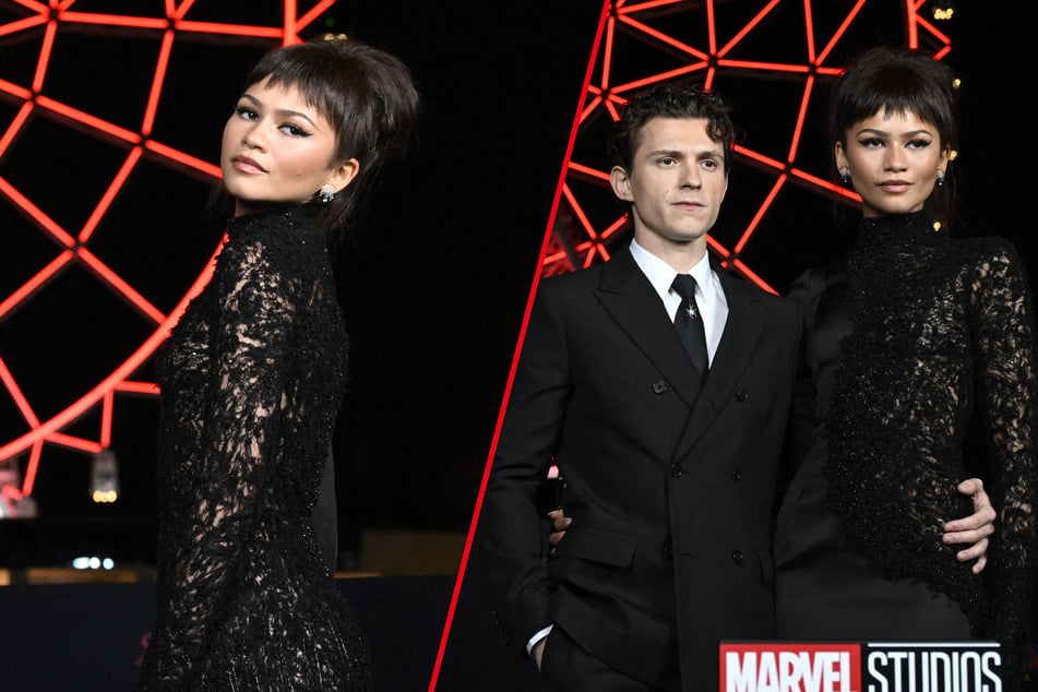 Zendaya went full goth-glam as she and Tom Holland (c) promoted Spider-Man: Brand New Day in Mexico.