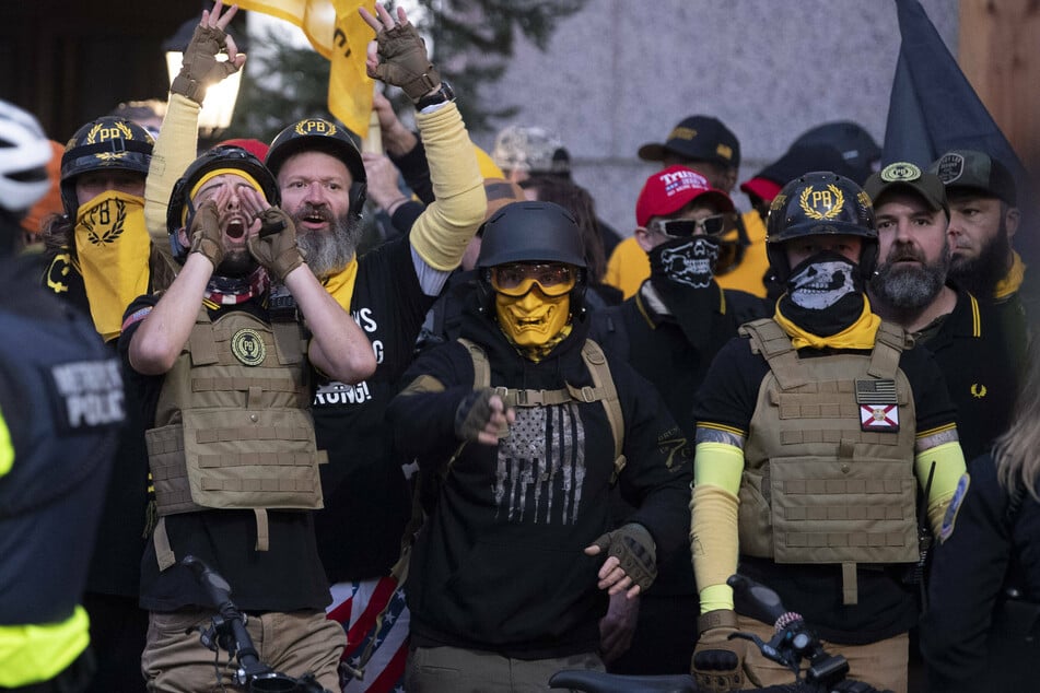 The Proud Boys are a far-right, white nationalist organization that denies Trump's loss in the 2020 presidential elections.