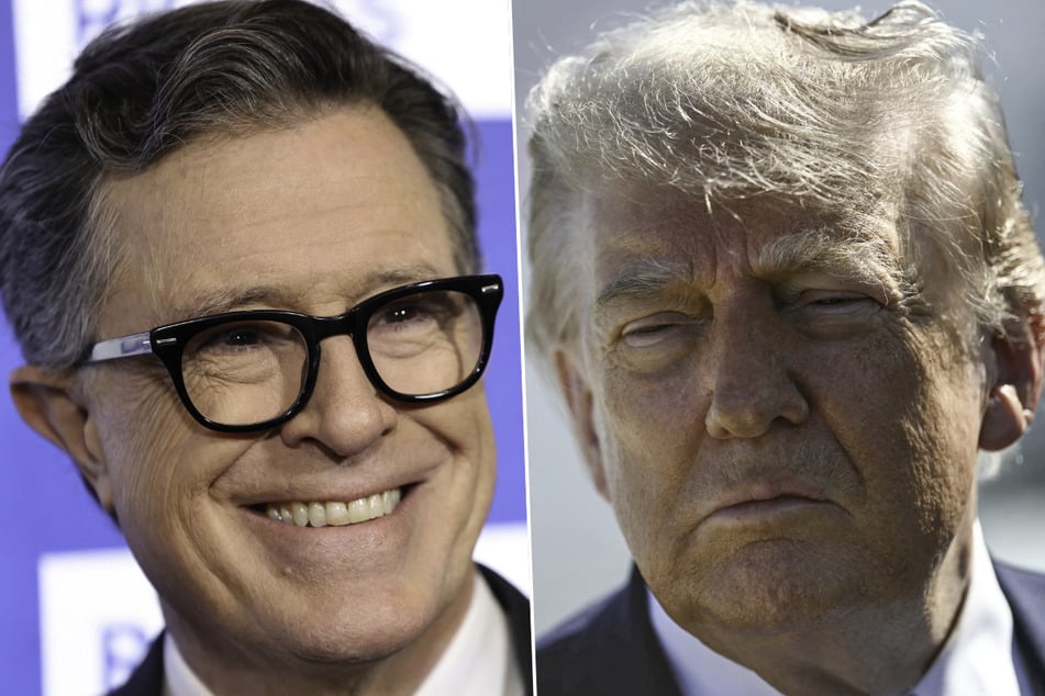 President Donald Trump (r.) took to Truth Social to celebrate the end of The Late Show with Stephen Colbert.