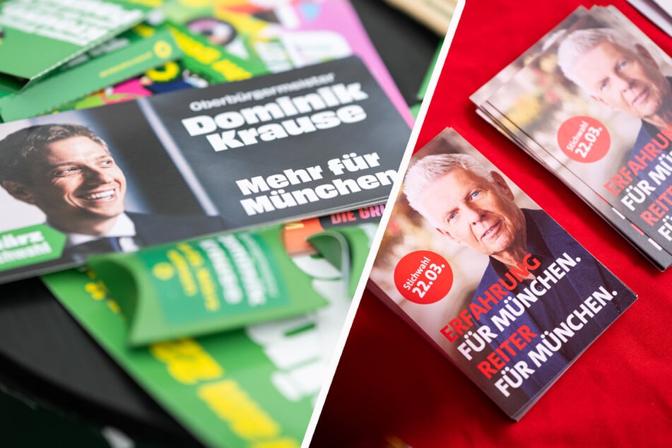 Flyer der Münchner OB-Kandidaten Krause (l.) und Reiter.