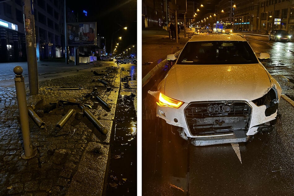 Ein Audi hat in der Nacht 20 Poller in der Altstadt umgefahren.