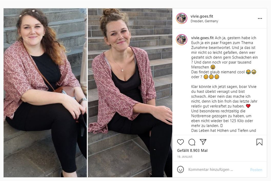Auf ihrem Instagram-Account lässt Vivien ihre Follower an ihrem Leben und am Abnehmen teilhaben.