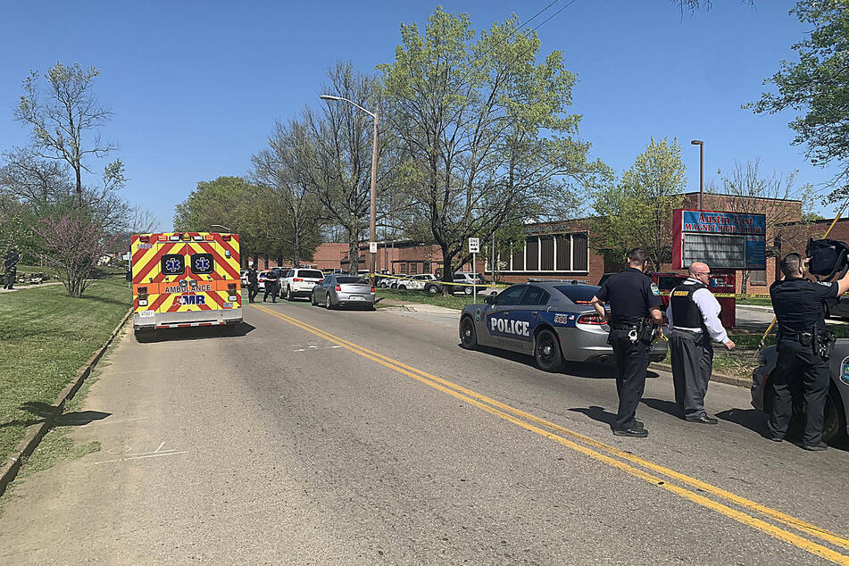 The scene outside Austin-East Magnet High School in Knoxville, Tennessee.