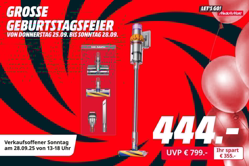 Dyson-Akkusauger V15 Detect Absolute (2023) für 444 statt 799 Euro.