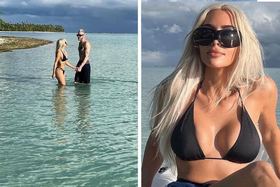 Kim Kardashian (r.) and Pete Davidson enjoyed a little fun in the sun together in new steamy pics.