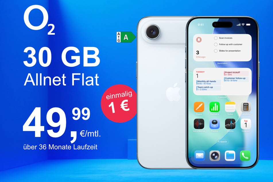 Das neue iPhone 17 Air inkl. 30 GB Datenvolumen für nur 1 Euro exklusiv bei o2.