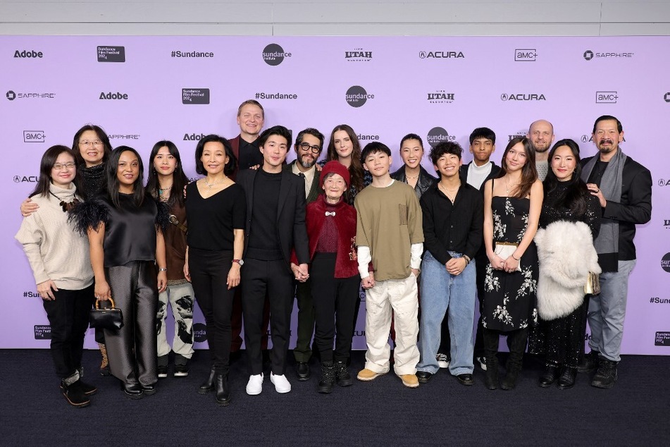 The cast and crew of Didi attend the movie's premiere during the 2024 Sundance Film Festival in Park City, Utah.