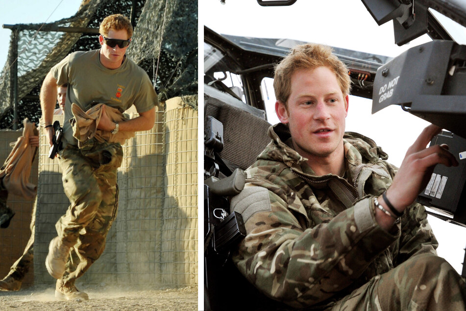 Prinz Harry (38) in den Jahren 2012/2013 im Camp Bastion (l.) sowie im Cockpit eines Apache-Hubschraubers.