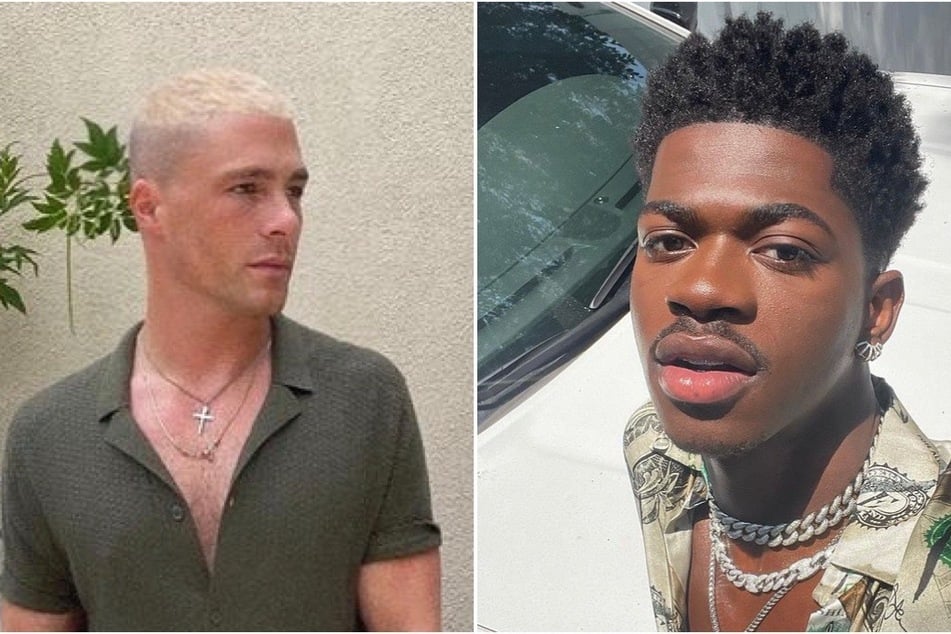 Colton Haynes (l) made a surprising cameo in Lil Nas X's (r) recent music video, Industry Baby.