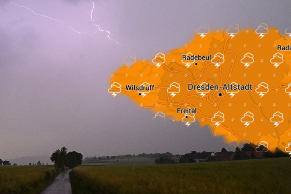 Bis 13 Uhr gilt für Dresden eine DWD-Warnung wegen starker Gewitter.