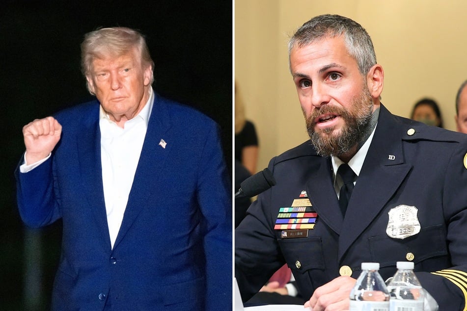 Former Capitol cop Michael Fanone (r.) recently criticized Donald Trump and other Republicans for refusing to display a plaque honoring January 6 riot officers.