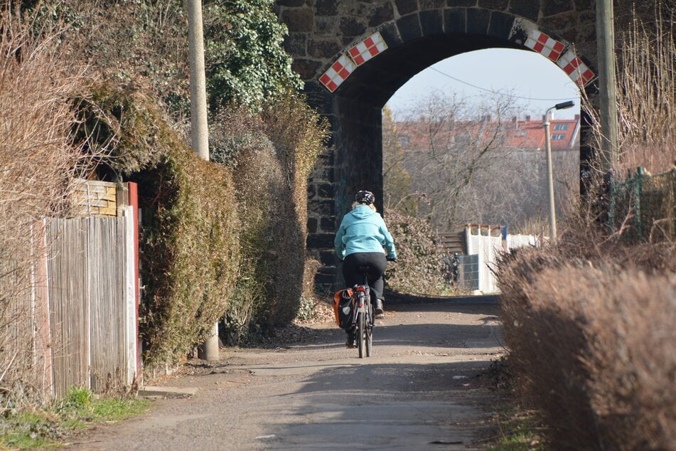 Die kleine Steinbogenbrücke am Viadukt über die verlängerte Bernhardstraße im Kleingartenpark Südost soll bald saniert werden.