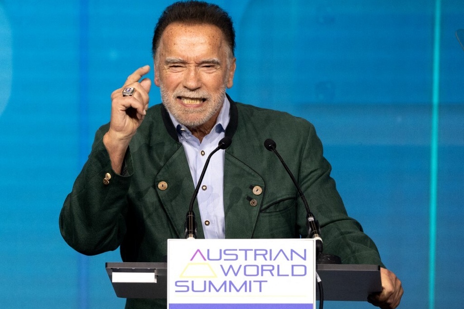 Arnold Schwarzenegger speaks during the opening of the 8th Austrian World Summit themed "Be Useful: Tools for a Healthy Planet" at the Hofburg Palace in Vienna.