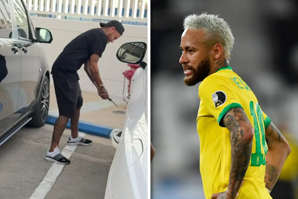 Ist er jetzt völlig durchgedreht? Neymar zersticht Kollegen die Reifen!