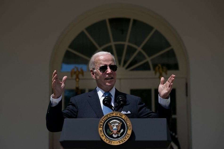 President Joe Biden speaking to the media in the White House Rose Garden.