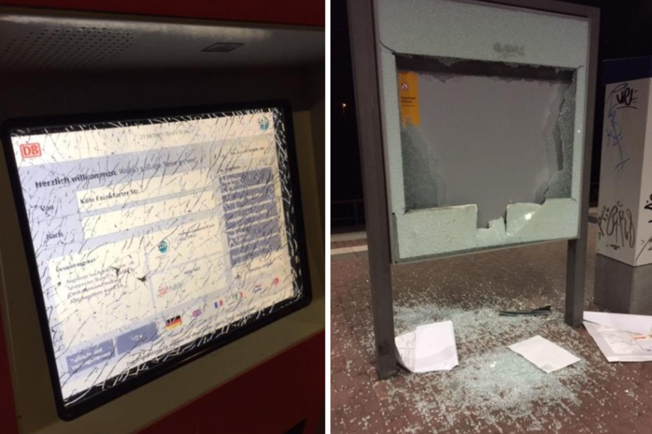 Die Täter zerstörten Displays, Glaskästen und Werbetafeln.