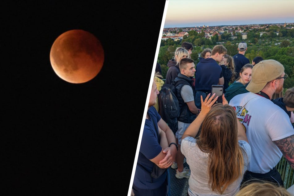 Leipzig: Großer Andrang an den Aussichtspunkten: Leipzig staunt über den Blutmond