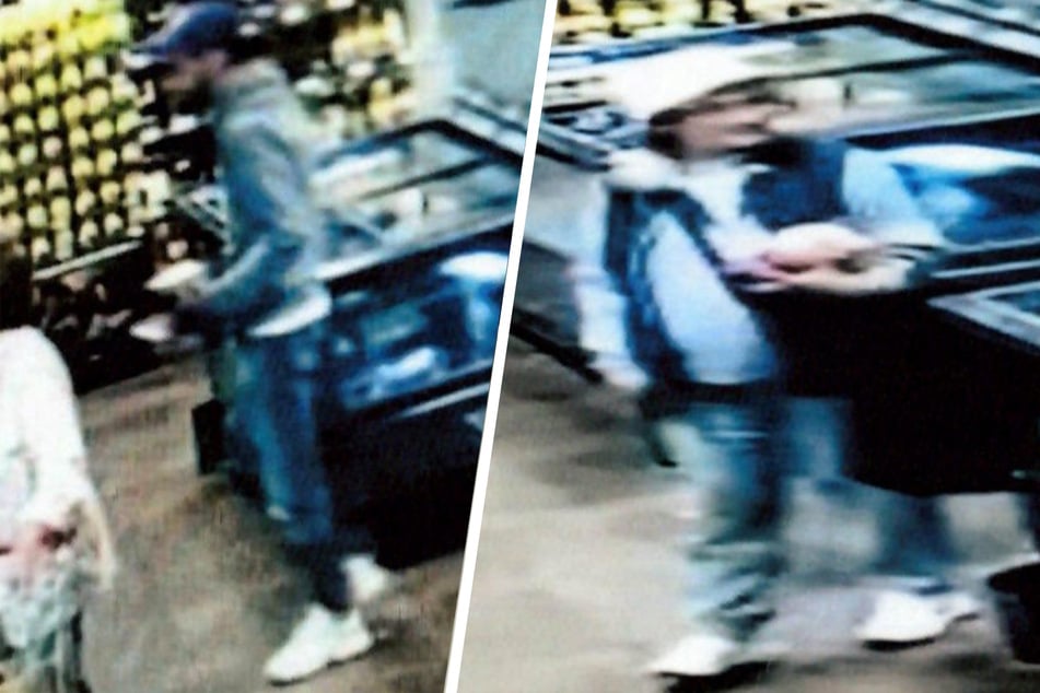 Die Bilder zeigen die unbekannten Täter auf der Überwachungskamera des Supermarktes.