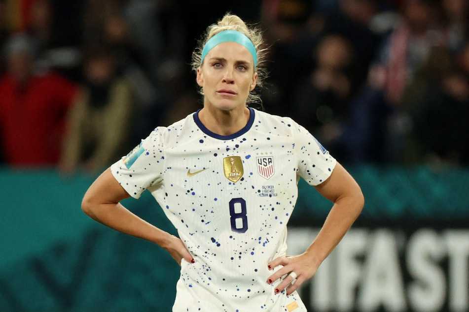 Julie Ertz of the United States looks dejected as the USWNT are knocked out of the 2023 Women's World Cup.