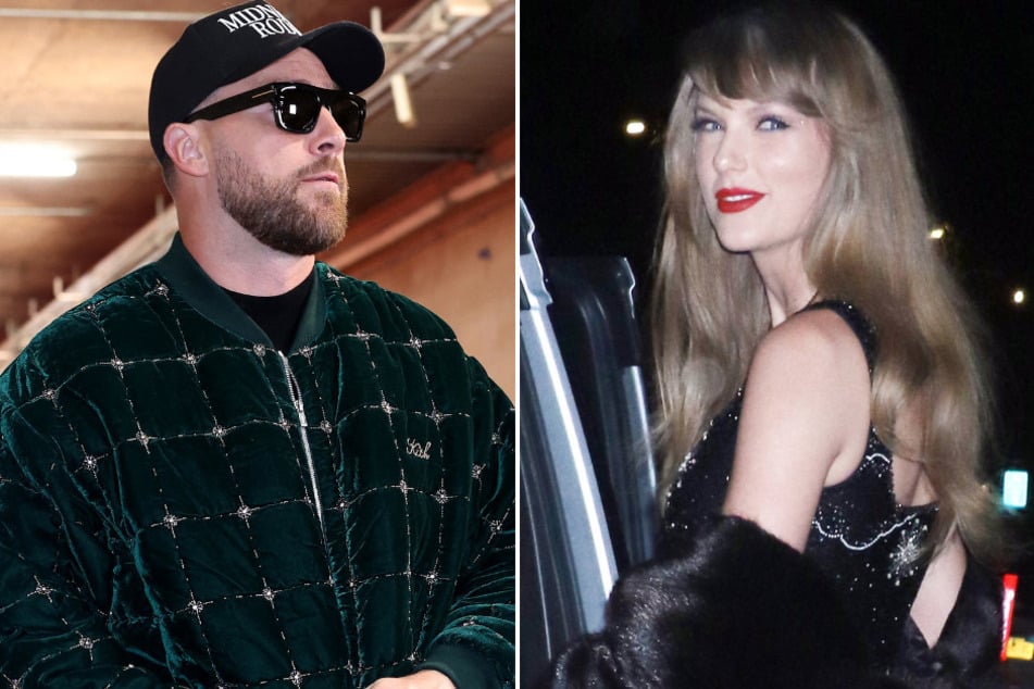 Taylor Swift and Travis Kelce don matching "corpcore" looks for NYC date night!