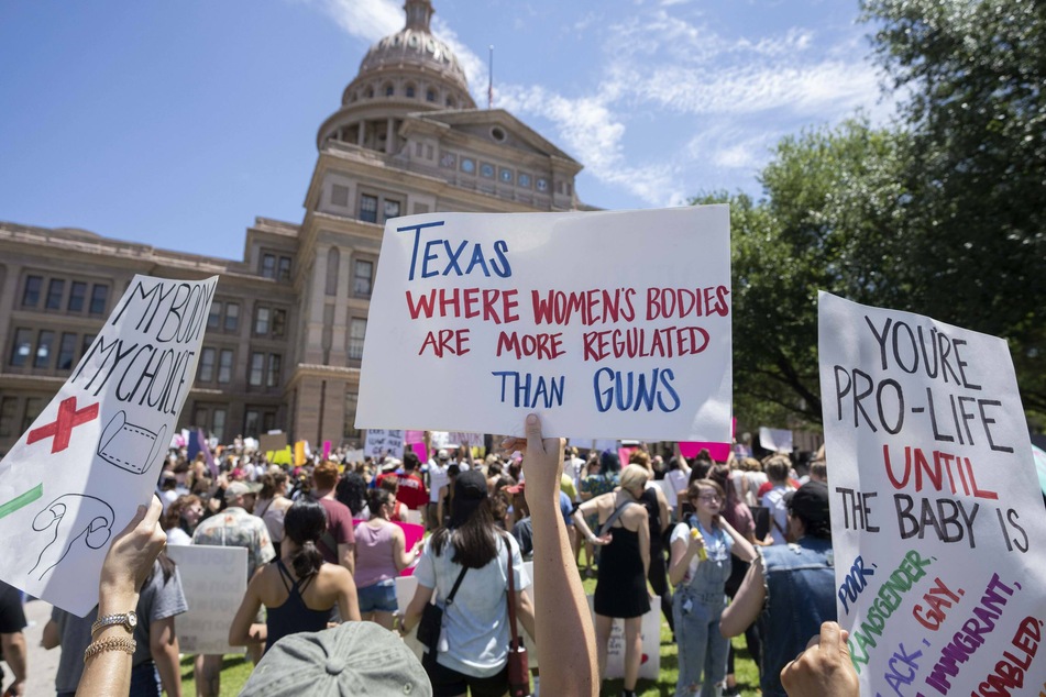 Demonstrators rally outside the Texas Capitol to protest against anti-choice legislation coming out of the GOP-led state government.