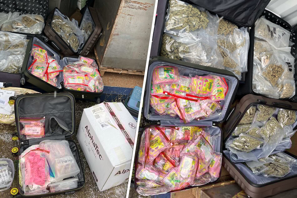 Statt Klamotten: In den Koffern versteckten sich nur Drogen, Tabletten und Bargeld.