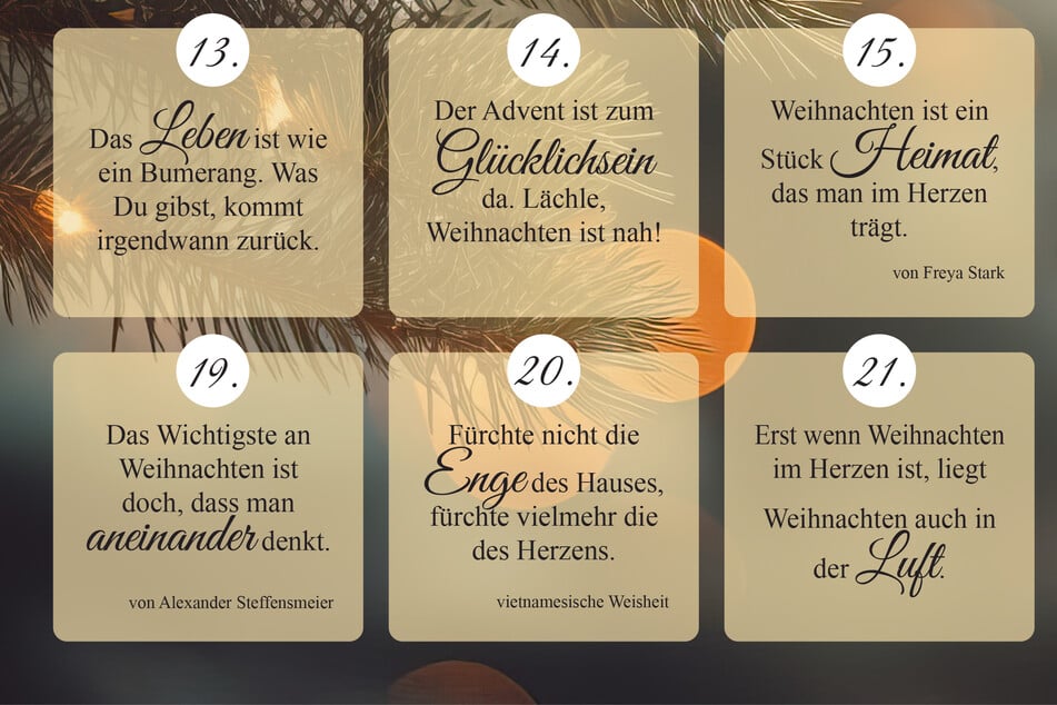 Wie schön die Weihnachtszeit sein kann, unterstreicht ein Adventskalender mit besinnlichen Sprüchen für jeden Tag.