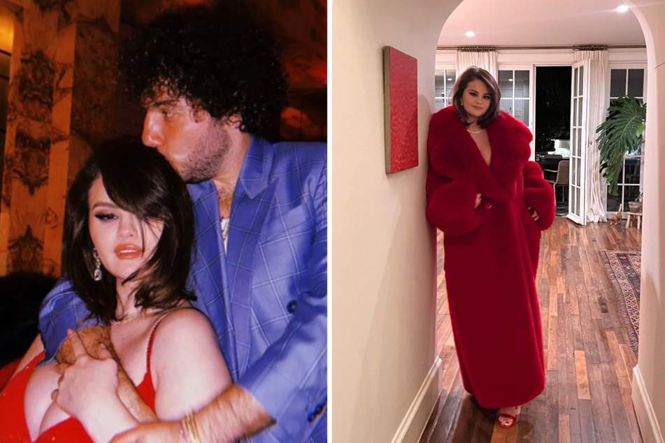Selena Gomez dropped several snaps from her boyfriend Benny Blanco's (c.) birthday bash over the weekend.