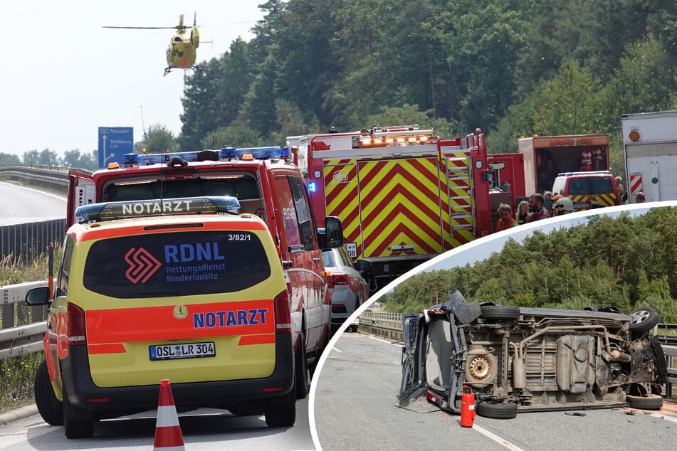 Unfall A13: Schlimmer Unfall auf der A13: Transporter rast in Baustelle - acht Personen verletzt