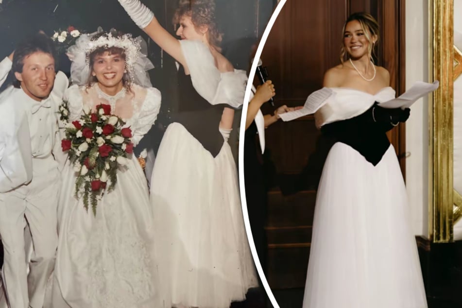 Izabel Fronc (r.) durfte jetzt bei der Hochzeit ihrer Schwester eben jenes Brautjungfernkleid tragen. Lediglich ein paar kleine Änderungen waren nötig.