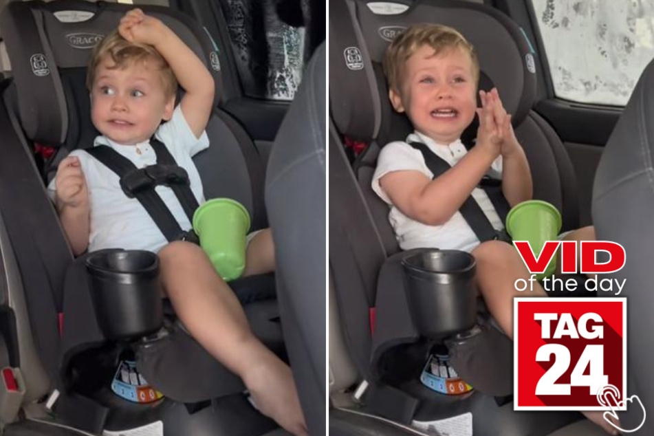 Today's Viral Video of the Day features a courageous toddler taking on a scary car wash - with a hilarious twist.