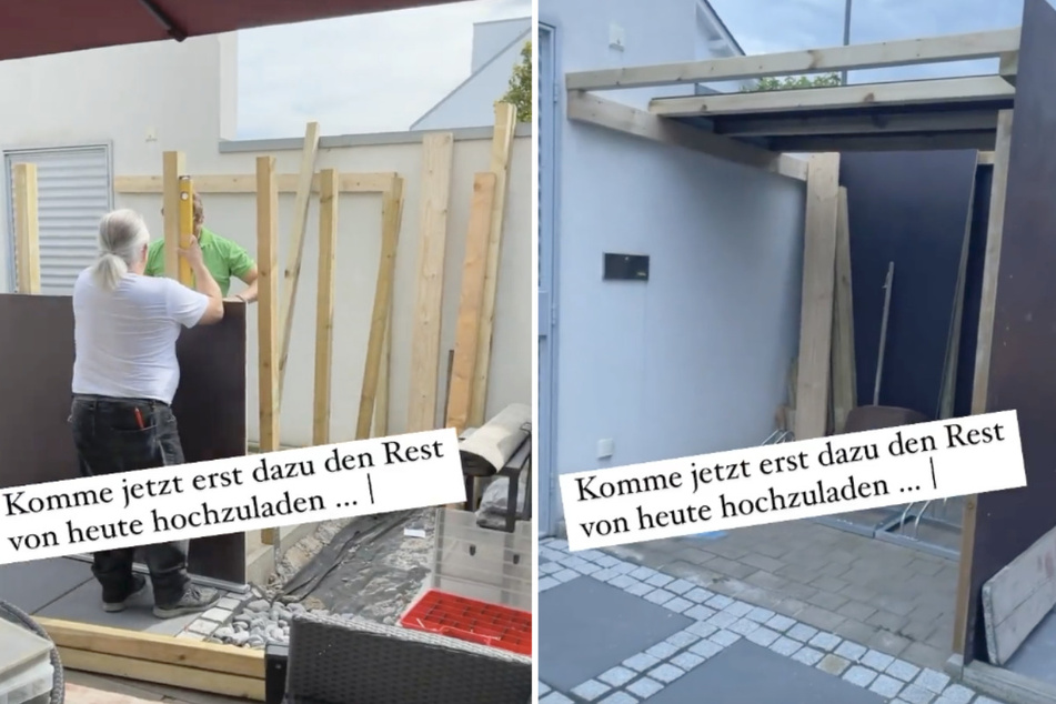 Um die Drahtesel der Familie in Zukunft vor Wind und Wetter zu schützen, entsteht auf dem Anwesen in Köln ein kleines Fahrrad-Haus.