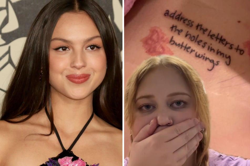 Olivia Rodrigo (l.) gave a sweet response to a fan's hilarious tattoo fail.